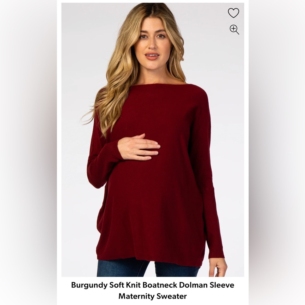 PinkBlush Burgundy Soft Knit Boatneck Dolman Sleeve Maternity